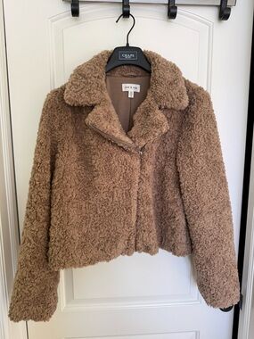 cloth & stone Plush Teddy Jacket in Light Brown